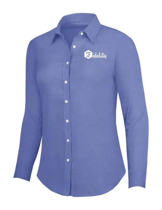 Navy Womens SuperPro Oxford Shirt w/Fidelity Bank Logo