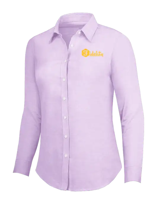 Soft Purple Womens SuperPro Oxford Shirt w/Fidelity Bank Logo