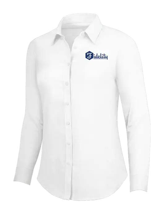 White Womens SuperPro Oxford Shirt w/Fidelity Bank Logo