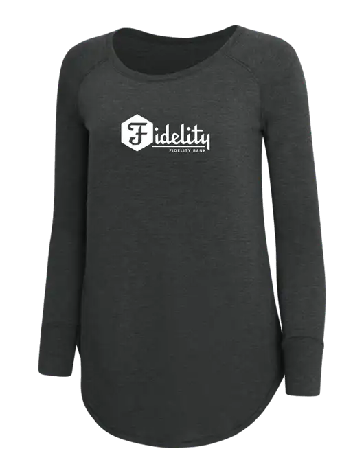 Womens Perfect Wide Collar Tunic Tri-Blend Black Frost 4.5 oz T-Shirt w/Fidelity Bank Logo