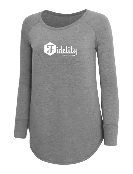 Womens Perfect Wide Collar Tunic Tri-Blend Grey Frost 4.5 oz T-Shirt w/Fidelity Bank Logo
