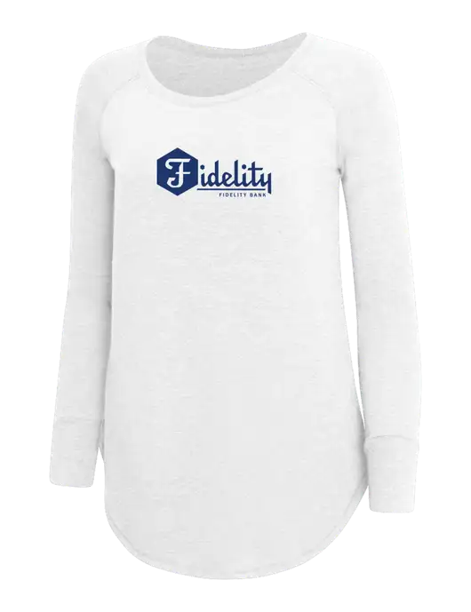 Womens Perfect Wide Collar Tunic Tri-Blend White 4.5 oz T-Shirt w/Fidelity Bank Logo
