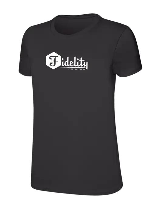 Womens Ring Spun Charcoal 4.5 oz T-Shirt w/Fidelity Bank Logo