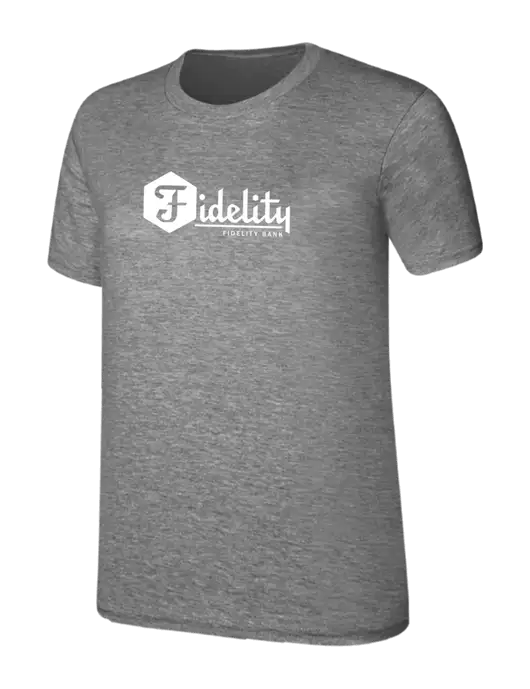 Womens Ring Spun Light Grey Heather 4.5 oz T-Shirt w/Fidelity Bank Logo