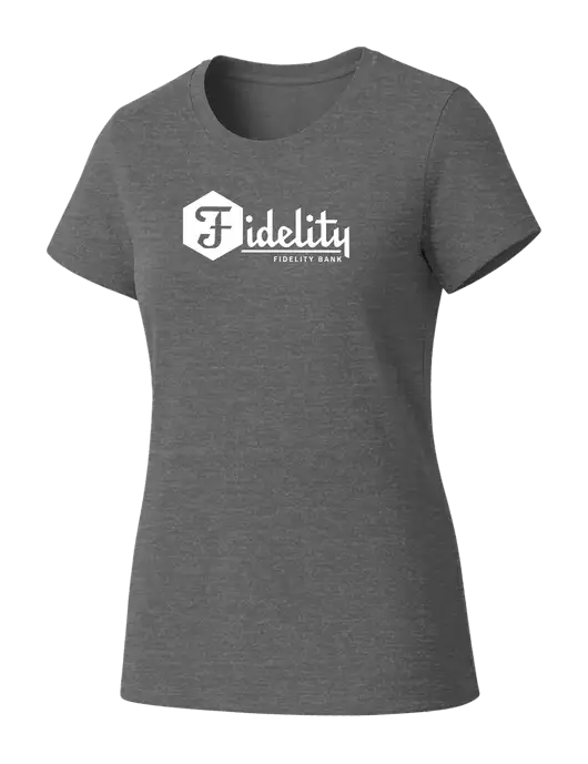 Womens Seriously Soft Grey Frost T-Shirt w/Fidelity Bank Logo