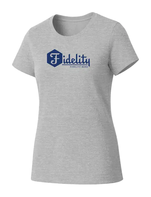 Womens Seriously Soft Light Heathered Grey T-Shirt w/Fidelity Bank Logo