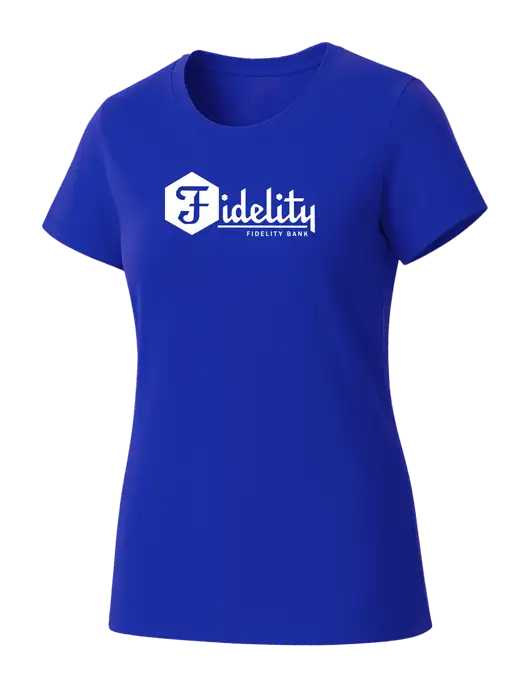 Womens Seriously Soft Royal T-Shirt w/Fidelity Bank Logo