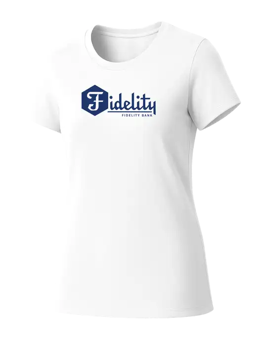 Womens Seriously Soft White T-Shirt w/Fidelity Bank Logo