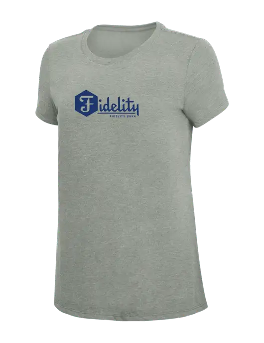 Womens Simply Soft Grey Frost 4.5oz  Poly/Combed Ring Spun Cotton T-Shirt w/Fidelity Bank Logo