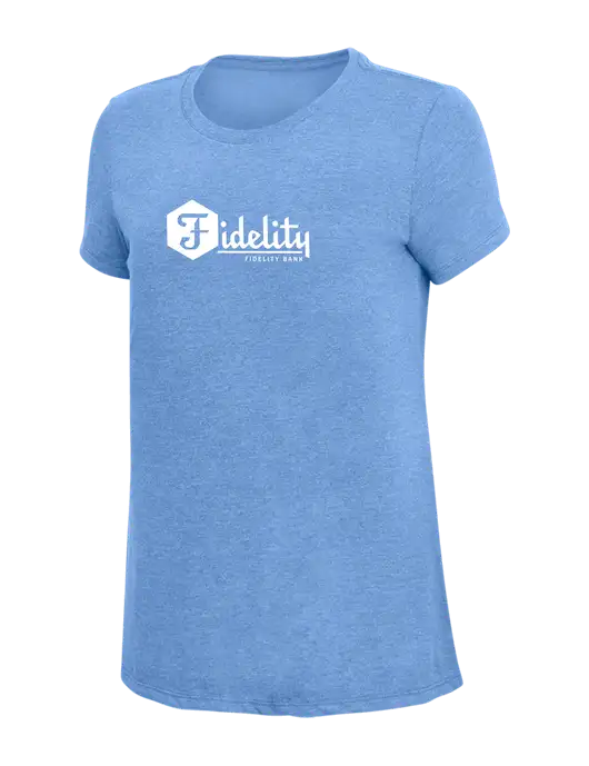 Womens Simply Soft Maritime Frost 4.5oz Poly/Combed Ring Spun Cotton T-Shirt
 w/Fidelity Bank Logo