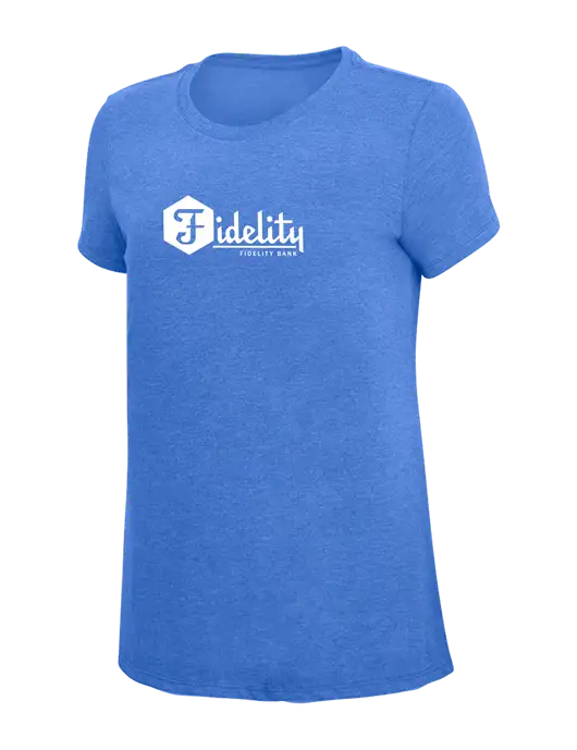 Womens Simply Soft Royal Frost 4.5oz  Poly/Combed Ring Spun Cotton T-Shirt w/Fidelity Bank Logo