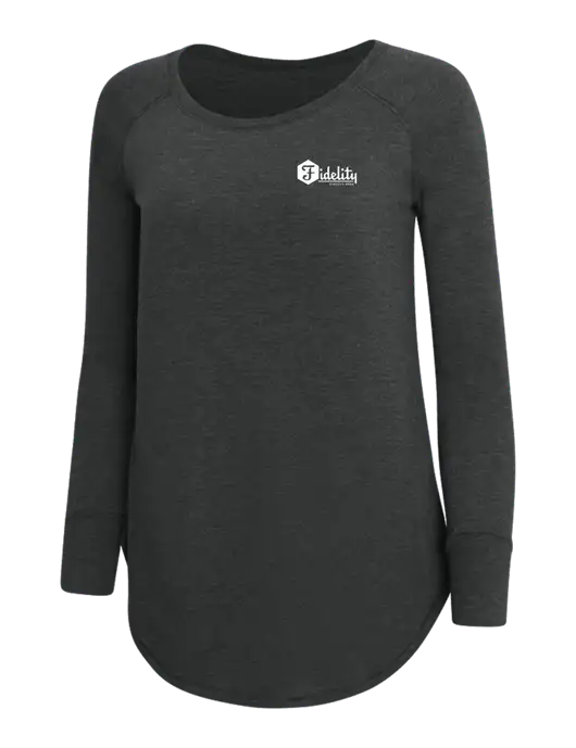 Womens Perfect Wide Collar Tunic Tri-Blend Black Frost 4.5 oz T-Shirt w/Fidelity Bank Logo