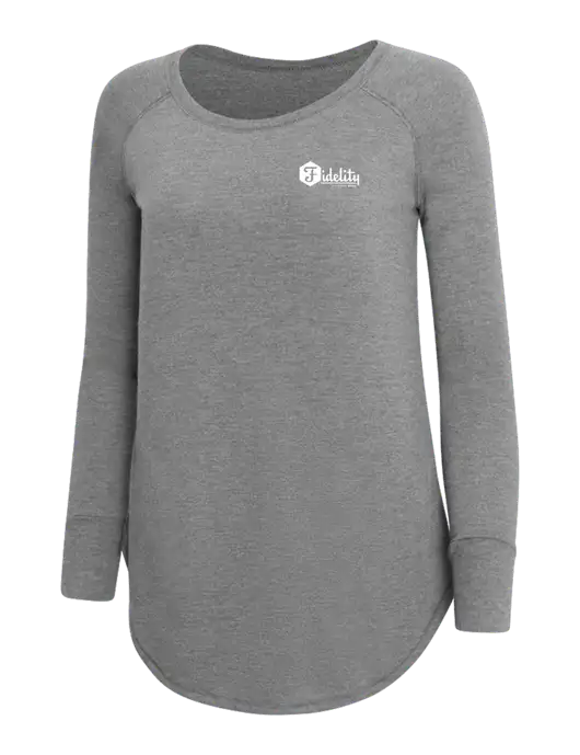 Womens Perfect Wide Collar Tunic Tri-Blend Grey Frost 4.5 oz T-Shirt w/Fidelity Bank Logo