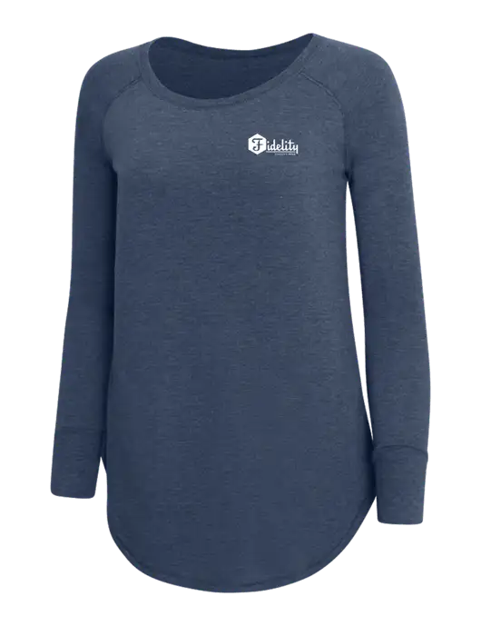 Womens Perfect Wide Collar Tunic Tri-Blend Navy Frost 4.5 oz T-Shirt w/Fidelity Bank Logo