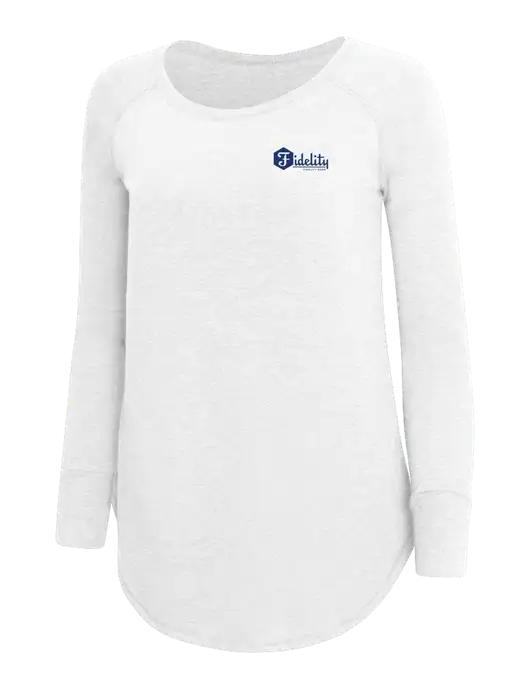 Womens Perfect Wide Collar Tunic Tri-Blend White 4.5 oz T-Shirt w/Fidelity Bank Logo