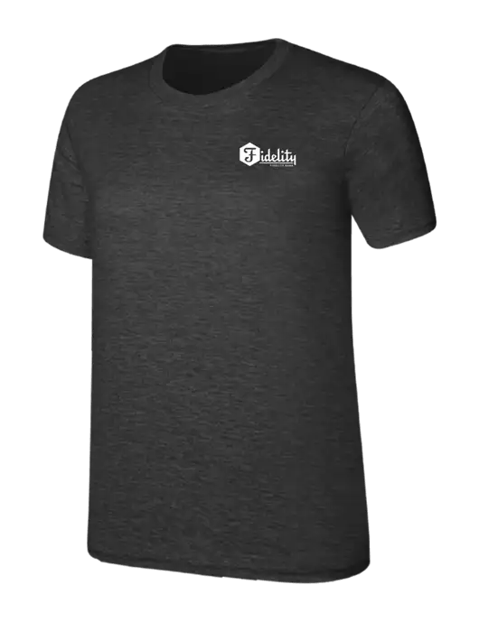 Womens Ring Spun Dark Heather Grey 4.5 oz T-Shirt w/Fidelity Bank Logo
