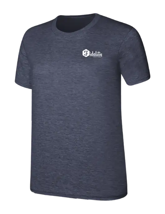 Womens Ring Spun Heather Navy 4.5 oz T-Shirt w/Fidelity Bank Logo