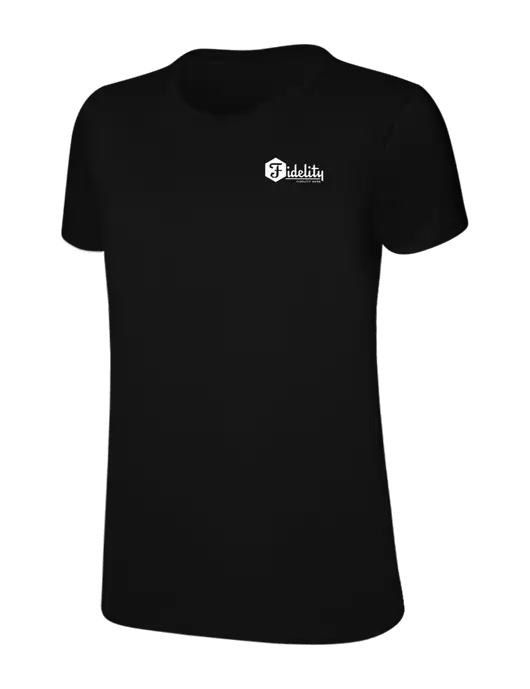 Womens Ring Spun Jet Black 4.5 oz T-Shirt w/Fidelity Bank Logo