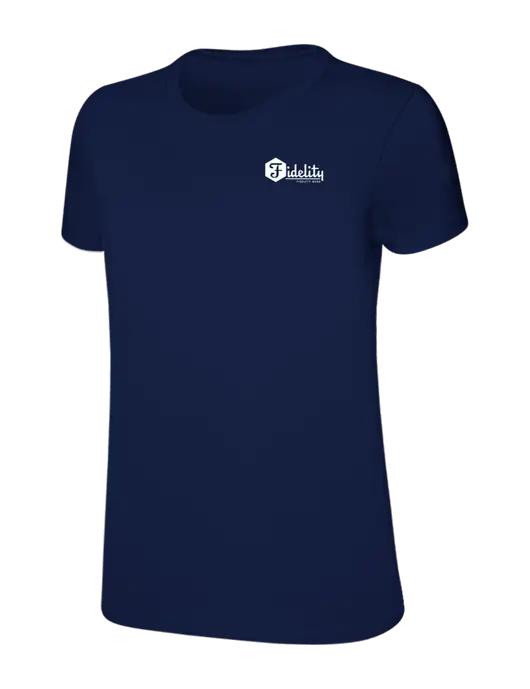 Womens Ring Spun Navy 4.5 oz T-Shirt w/Fidelity Bank Logo