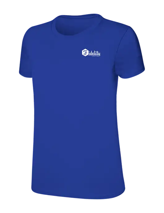 Womens Ring Spun Royal 4.5 oz T-Shirt w/Fidelity Bank Logo