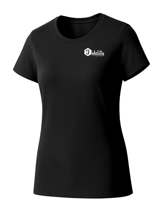 Womens Seriously Soft Black T-Shirt w/Fidelity Bank Logo