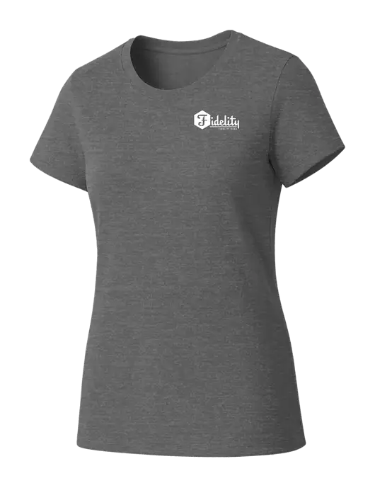 Womens Seriously Soft Grey Frost T-Shirt w/Fidelity Bank Logo