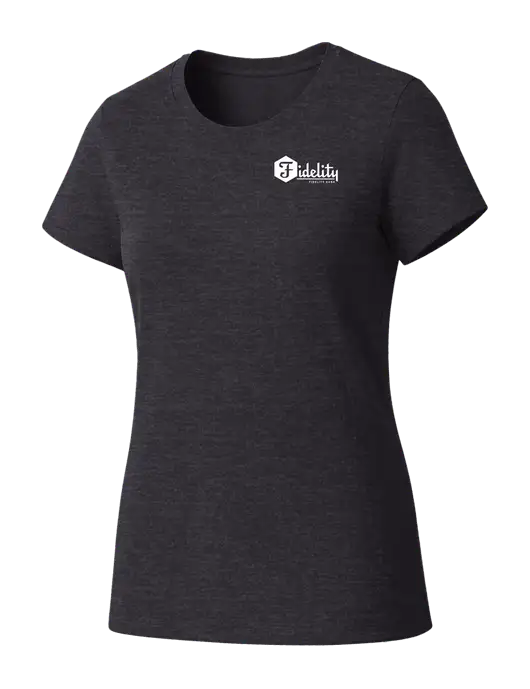 Womens Seriously Soft Heathered Charcoal T-Shirt w/Fidelity Bank Logo