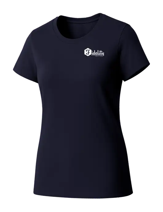 Womens Seriously Soft New Navy T-Shirt w/Fidelity Bank Logo