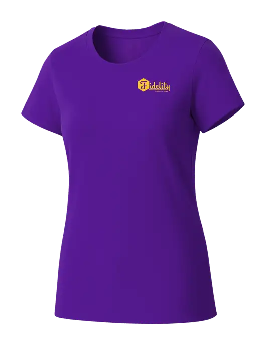 Womens Seriously Soft Purple T-Shirt w/Fidelity Bank Logo