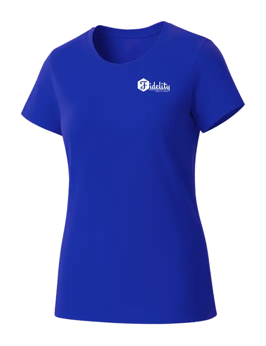 Womens Seriously Soft Royal T-Shirt w/Fidelity Bank Logo