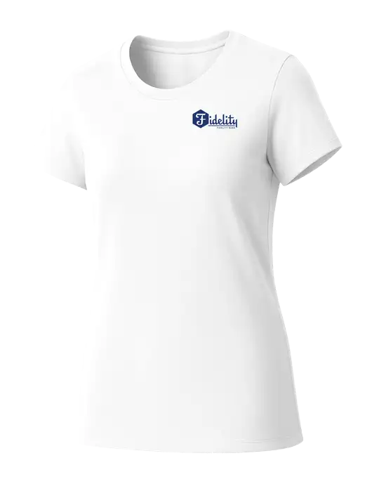 Womens Seriously Soft White T-Shirt w/Fidelity Bank Logo