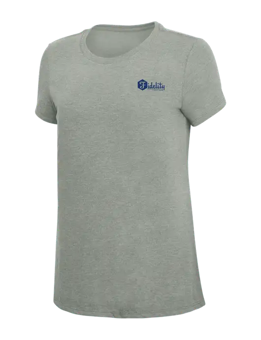 Womens Simply Soft Grey Frost 4.5oz  Poly/Combed Ring Spun Cotton T-Shirt w/Fidelity Bank Logo