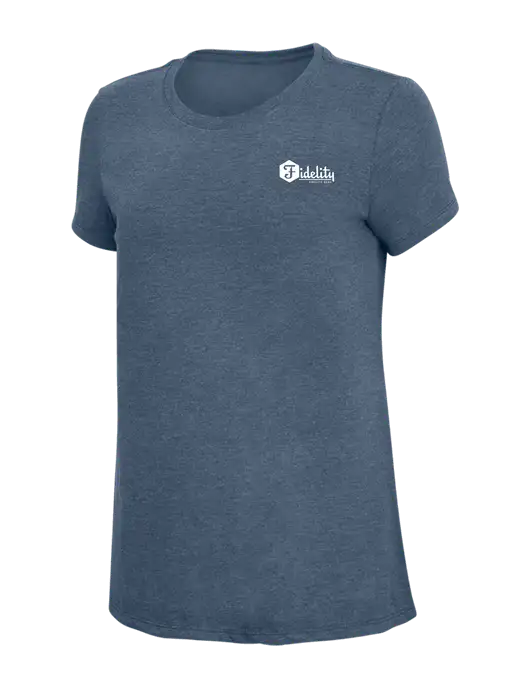 Womens Simply Soft Navy Frost 4.5oz  Poly/Combed Ring Spun Cotton T-Shirt w/Fidelity Bank Logo