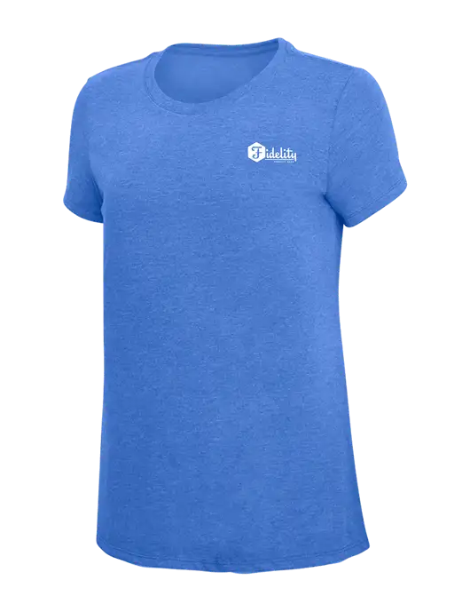 Womens Simply Soft Royal Frost 4.5oz  Poly/Combed Ring Spun Cotton T-Shirt w/Fidelity Bank Logo