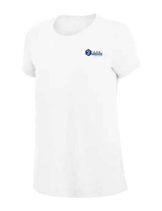 Womens Simply Soft White 4.5oz Poly/Combed Ring Spun Cotton T-Shirt
 w/Fidelity Bank Logo