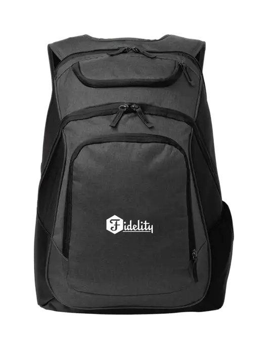 Executive Graphite Heather/Black Laptop Backpack w/Fidelity Bank Logo
