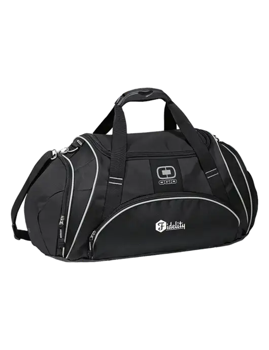 OGIO Black Crunch Duffel
 w/Fidelity Bank Logo