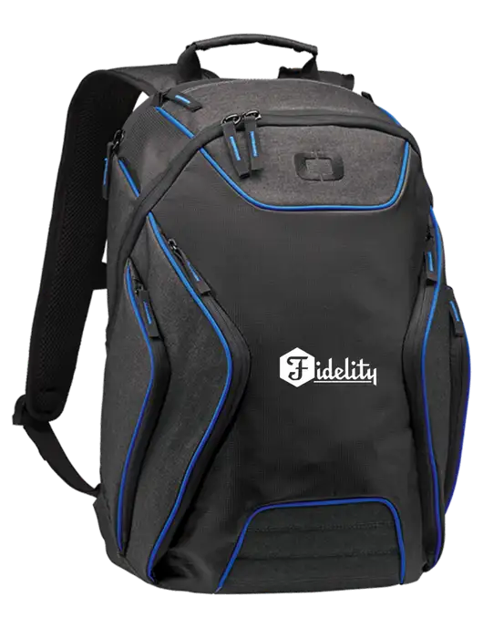OGIO Royal Blue/Heather Grey Hatch Laptop Backpack
 w/Fidelity Bank Logo