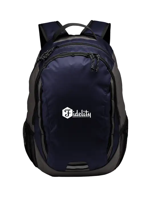Ridge Deep Navy/Dark Charcoal Laptop Backpack w/Fidelity Bank Logo