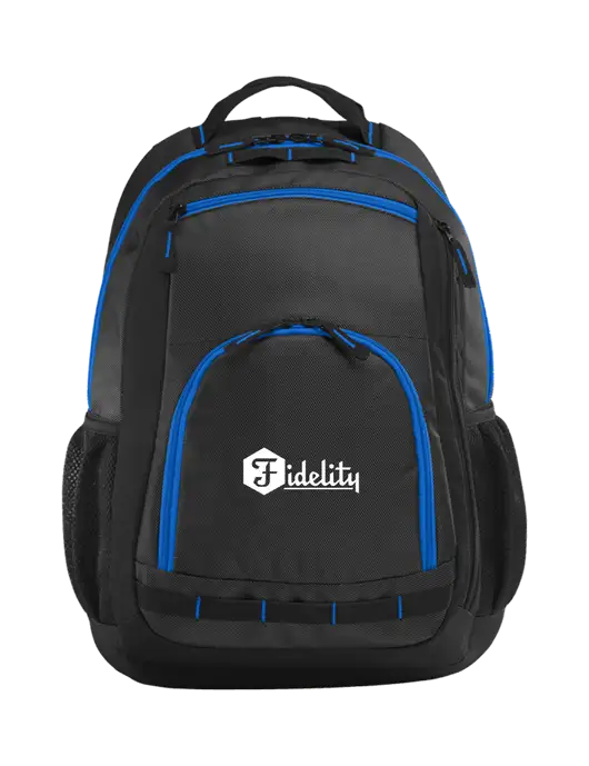 Xtreme Black/Dark Grey/Royal Blue Backpack w/Fidelity Bank Logo