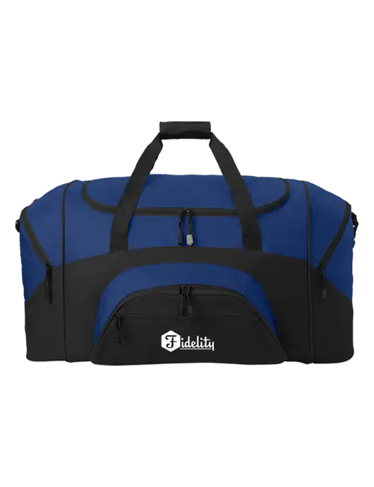 Standard Colorblock Royal/Black Sport Duffel w/Fidelity Bank Logo