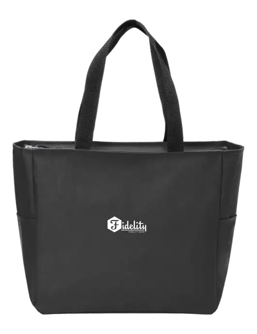Everyday Black Zip Tote  w/Fidelity Bank Logo