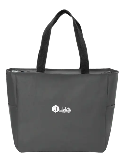 Everyday Charcoal Zip Tote Dark w/Fidelity Bank Logo