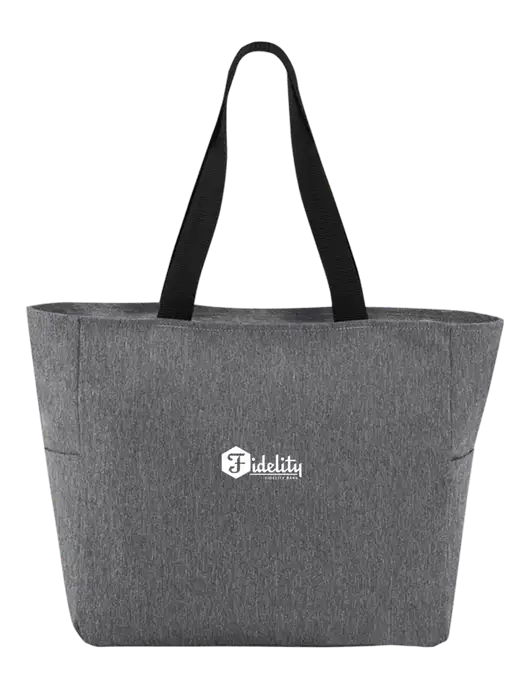 Everyday Heather Grey Zip Tote  w/Fidelity Bank Logo