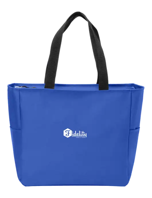 Everyday True Royal Zip Tote  w/Fidelity Bank Logo