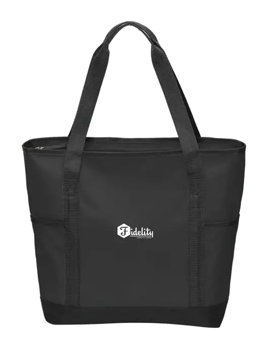 On the Go Black/Black Tote w/Fidelity Bank Logo