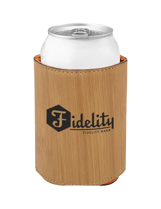 Bamboo Leatherette Beverage Holder w/Fidelity Bank Logo