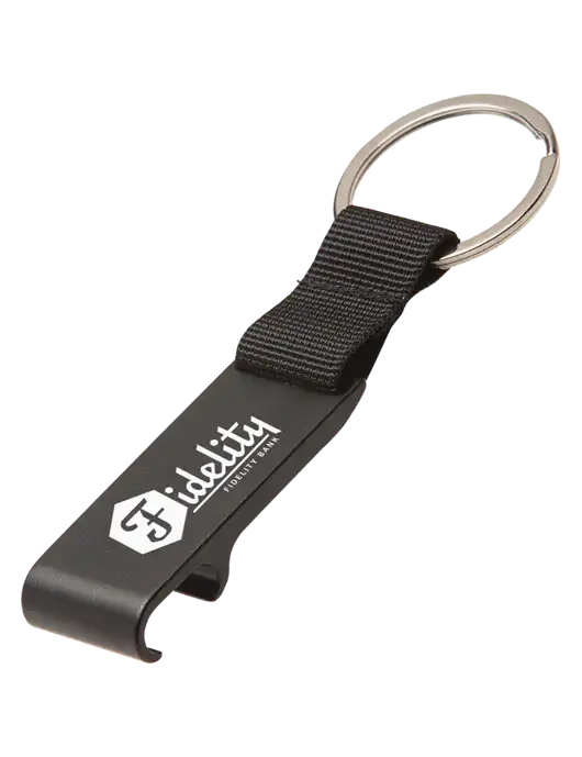 Black Bottle Opener & Key Ring w/Fidelity Bank Logo