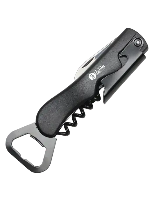Sleek Black Bottle Opener w/Fidelity Bank Logo