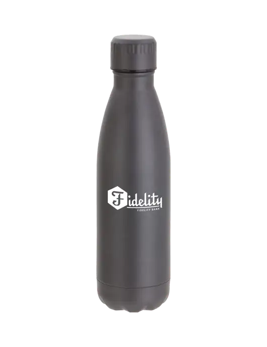 City Go Matte Charcoal 17 oz Insulated Bottle w/Fidelity Bank Logo
